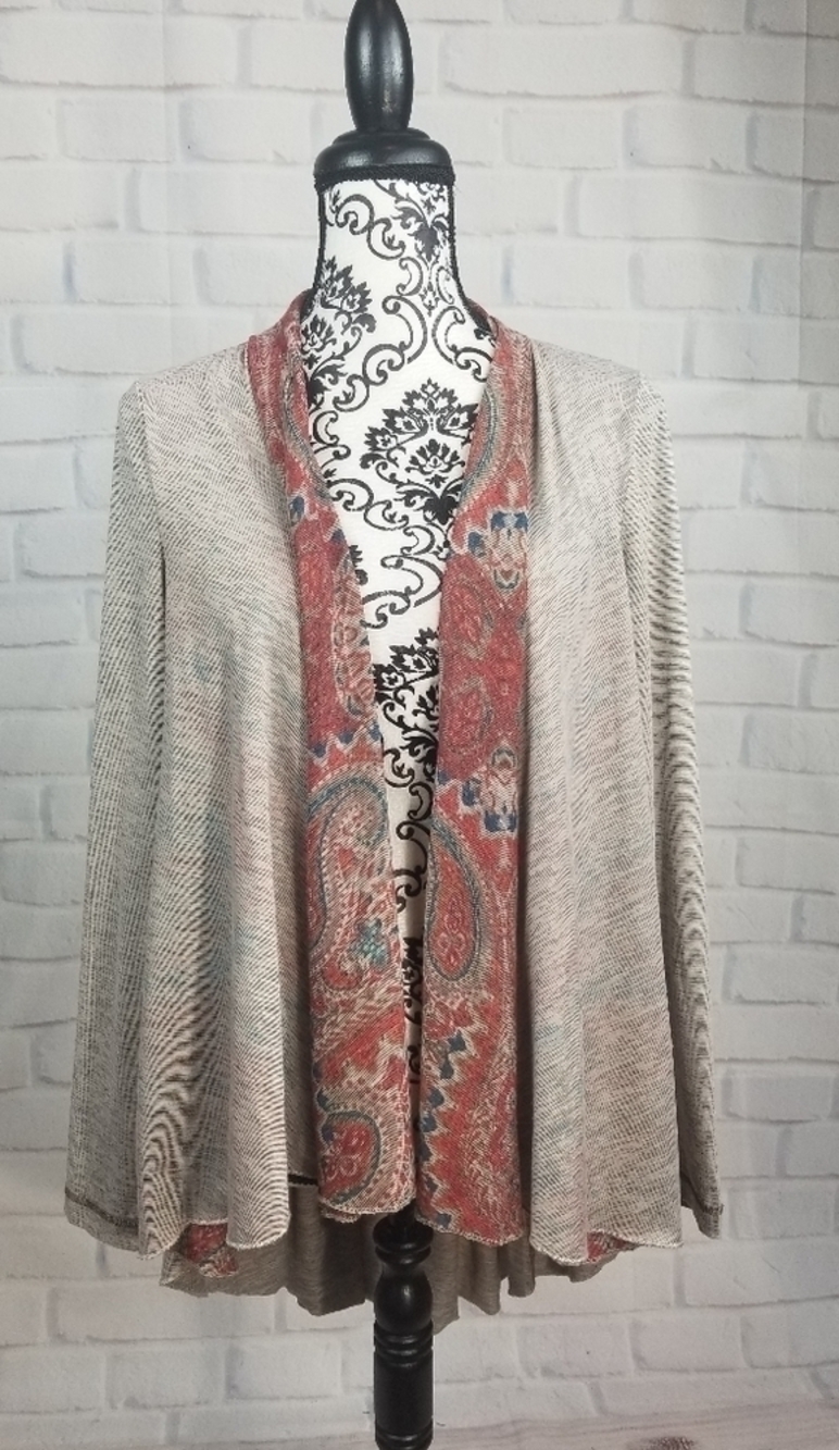 One World size m long sleeve stretch knit cardigan